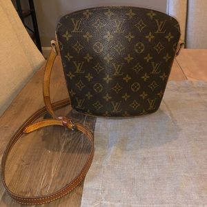 Louis Vuitton Brown Tan Crossbody Bag with Monogram Canvas